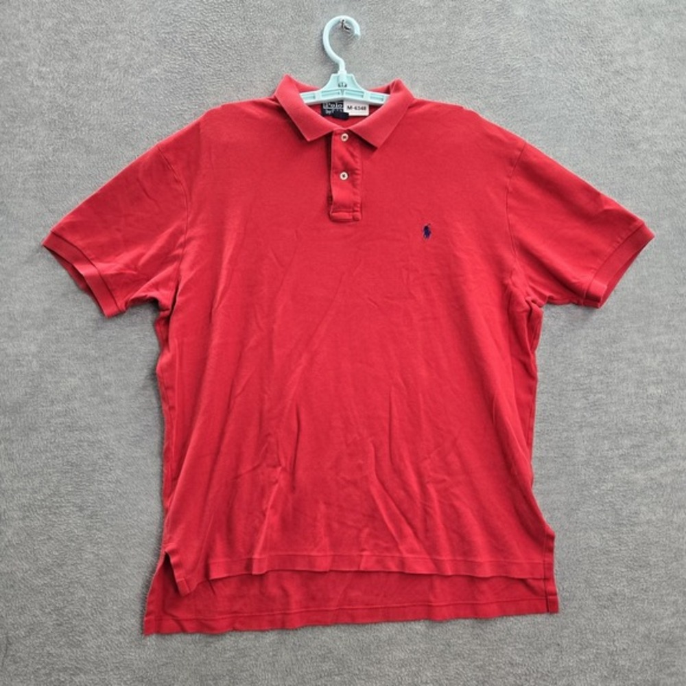 VINTAGE Polo By Ralph Lauren Men L Red Logo Embroidery Short Sleeve Cotton